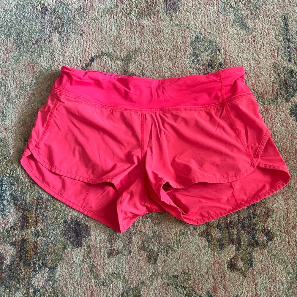 Pink lululemon speed up shorts